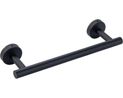 Dailygoody - Handdoek Rail - Roestvrij Staal - Wandmontage - Matte Zwarte Handdoek Houder - Geschikt voor Badkamer en Keuken - 40CM