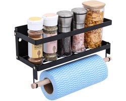 Dailygoody - IJzeren Papieren Handdoek Houder - Multifunctionele Organizer - Muur Gemonteerd - Keukenrol Rek - Inclusief Verwijderbare Haken