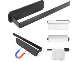 Dailygoody - Keukenrolhouder - Magnetische Keukenpapierhouder - Geen Boren - Zwart - Roestvrij Staal - Handig voor Keuken - Geschikt voor Papieren Han