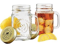 Dailygoody - Mason Jar Drinkglazen - 480 ml - Perfect voor cocktails en limonade - Set van 2 - Lichtgewicht - Voor tuinfeesten en barbecues