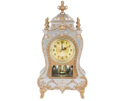 Dailygoody - OmGoods - Dailygoody - Vintage tafelklok - Retro wekker - Elegante decoratie - Wit - Antieke pendule - Perfect voor thuis en kantoor - 16,5x32cm