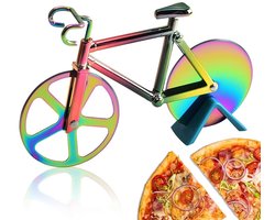 Dailygoody - Pizzasnijder - Fiets design - Roestvrij staal - Antiaanbaklaag - Perfect voor feesten - Uniek en kleurrijk