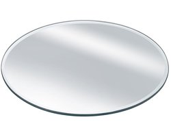 Dailygoody - Ronde 3mm Gefacetteerde Glazen Spiegel - Modern Wanddecoratie - 15 cm Diameter - Kristallen Figurines - Geschikt voor Thuiskantoor - Wit