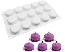 Dailygoody - Siliconen mal - 3D bakvormen - Milieuvriendelijk - Wit - Dessertmousse - Ideaal voor thuisbakkers - 15 gaten ronde vorm