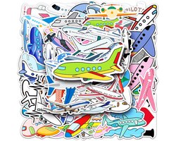 Dailygoody - Vliegtuigstickers - Kinderspeelgoed - Herbruikbaar - Vinyl - Waterdicht - Voor koffer en laptop - 50 stuks