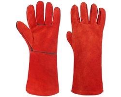 Dailygoody - Vuurvaste haardhandschoenen - Hittebescherming - Rood - Grillhandschoenen - Veilig voor koken en bakken - Uniseks
