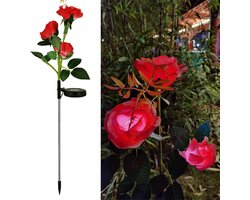 Dailyiled - rode roos solar verlichting - tuinverlichting - zonne-energie - 72 cm - bloem - plant
