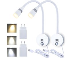 DailySupplies® Bedlampjes Hoofdbord - Leeslampjes met Meerdere Standen - Bedlamp Slaapkamer Volwassenen - Wit