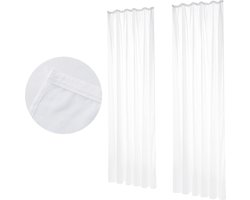 DailySupplies® Gordijnen Kant en Klaar met Haakjes - Gordijn voor Gordijnroede - 140x245cm - Wit