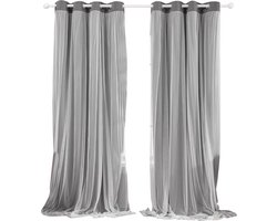 DailySupplies® Gordijnen Kant en Klaar met Haakjes - Gordijn voor Gordijnroede - Gordijnen Verduisterend - 140x300cm - Licht Grijs