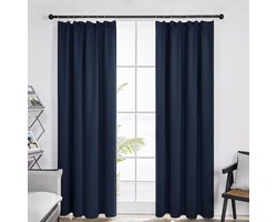 DailySupplies® Gordijnen Kant en Klaar met Haakjes - Gordijn voor Gordijnroede - Gordijnen Verduisterend - Blauw