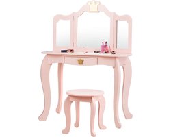 DailySupplies® Make up Tafel voor Meisjes - Kaptafel - Make up Tafel met Spiegel - Licht Roze