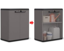 DailySupplies® Tuinkast - Tuinkist - Tuinkasten voor Buiten - Tuinberging - Kunststof - 40x70x83 - Zwart met Donker Grijs