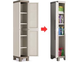 DailySupplies® Tuinkast - Tuinkist - Tuinkasten voor Buiten - Tuinberging - Kunststof - 45x35x180cm - Taupe