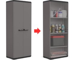 DailySupplies® Tuinkast - Tuinkist - Tuinkasten voor Buiten - Tuinberging - Kunststof - 70x40x180cm - Matt Grijs
