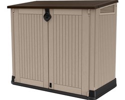 DailySupplies® Tuinkast - Tuinkist - Tuinkasten voor Buiten - Tuinberging - Kunststof - 75x130x110cm - Beige met Donkerbruin