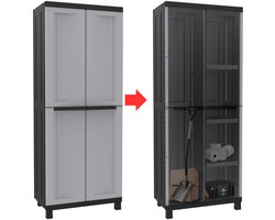 DailySupplies® Tuinkast - Tuinkist - Tuinkasten voor Buiten - Tuinberging - Kunststof - Zwart met Grijs