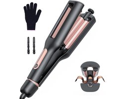 DailySupplies® Wafeltang – Wafeltang Voor Dik en Dun Haar – Wave Tang Voor krullen – Krultang met Handschoenen – Met Haarspelden