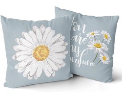 Daisy Cushion Covers 18x18 Inches Blue Throw Pillows Set of 2 You are My Sunshine Pillowcase Pillowcase Suitable for Sofa Patio Bedroom Living Room Cushion Living Room Home Daisy Decorations