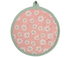 Daisy Flowers Pannenlap Onderzetter rond roze 20cm