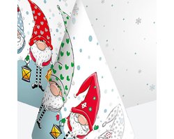 Daisy Kerst tafelkleed - 120 x 180 cm - papier - kabouter/gnome print - tafellaken - tafelversiering kerstdiner