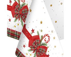 Daisy kerst Tafelkleed - 120 x 180 cm - papier - strikken print - rechthoekig - tafellaken - kerstdiner tafeldecoratie - kerstversiering