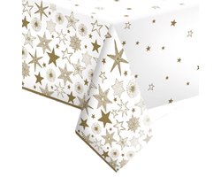 Daisy kerst tafellaken/tafelkleed - 120 x 180 cm - papier - sneeuwvlokken - rechthoekig