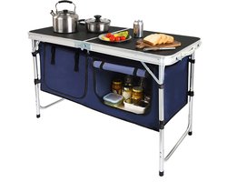DAITORE - Campingkast Opvouwbaar - Campingkeuken - 120x45x70 cm - Aluminium Frame - met opbergvak en draagtas - hoogte verstelbare - campingtafel - voor outdoor picknicks barbecue