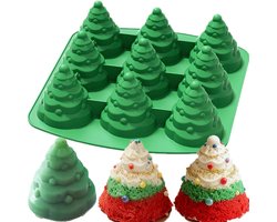 Daity 1 stuk 3D kerstboom siliconen mal, DIY kerstboom pan siliconen mal kerst cakevorm voor het bakken van mousse cake muffins, ijsblokjes, gelei, chocolade, kaarsen, huisdecoratie (groen)