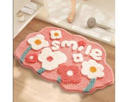 Daity 1 stuk - antislip vloermat, schattige bloemvormige badmat, tapijt, antislip zachte absorberende machinewasbare badmat (45*70cm)