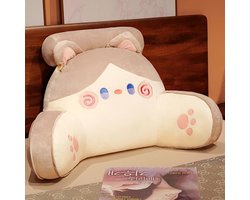 Daity 1 stuk - kussen, bedrust leeskussen, zacht lendenrustkussen met wasbare kussensloop, bedrustkussen met armleuningen, geschikt om in bed te zitten, te ontspannen, tv te kijken, spelletjes te spelen, auto te rijden（40*65cm）