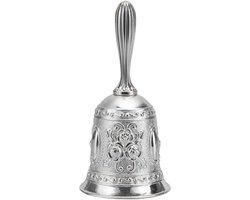 Daity 1 stuk Vintage Metaal Handbel – Decoratieve Servicebel met Rozenpatroon voor Bruiloft, Cadeau, Hotel & Restaurant(Zilver)