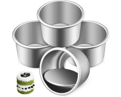 Daity 12 mini ronde bakvormen met verwijderbare bodem, 2-inch aluminium bakvormen voor cheesecake, chiffoncake en pudding (zilver)