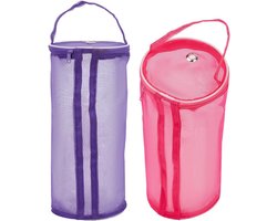 Daity 2 stuks - Nylon garen opbergzak, draagbare cilindrische gaas brei- en haakopbergzak, draagbare opbergmand voor breigaren, opbergzak voor wol