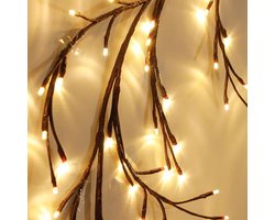 Daity 2,3 m LED-lichtsnoer met twijgtakken - decoratieve verlichting van wilgentakken - met 144 LED's en afstandsbediening - 8 verlichtingsstanden - geschikt voor slaapkamer - muur - deur - raam - bruiloft en kerstversiering