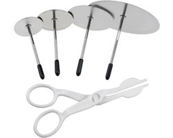 Daity 5-delige taartdecoratieset met spijkers en kelkjes - roestvrijstalen bakgereedschap voor het decoreren van taarten met suikerbloemen (wit)
