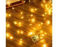Daity 5m batterijgevoede LED-lampen - 50 LED-batterijlampen - geschikt voor gebruik binnenshuis - koperdraad IP44 waterdicht - geschikt voor doe-het-zelf slaapkamer - feest - tuin - bruiloftsdecoratie [energie-efficiëntieklasse F]