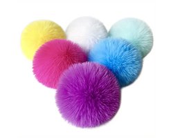 Daity 6-delige imitatiebont pompons voor kleding en accessoires - Zachte en pluizige knutselpompons voor hoeden, schoenen, tassen - DIY modedecoraties (multikleur)