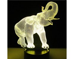 Daity 7 Kleurveranderende nachtlamp 3D-sfeerlamp 3D visuele illusie LED-lamp Geschikt voor kinderspeelgoed Kerstmis verjaardagscadeau (olifant)
