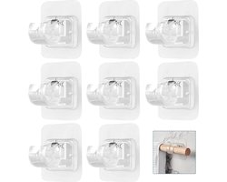 Daity 8 gordijnhaken, zelfklevend, geen boren nodig, stevig, waterdicht, gemaakt van ABS, transparant, 6 x 6 cm, moderne stijl, geschikt voor douchegordijnen, wandtapijten, handdoeken, vitrages, eenvoudig te verwijderen