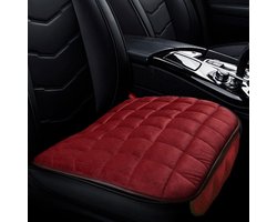 Daity Autostoelkussen, zacht pluche bestuurdersstoelkussen met opbergvak, antislip, vlakke rubberen onderkant, universele stoelbeschermer voor vrachtwagens, auto's, SUV's, thuis, op kantoor en stoelen (rood)