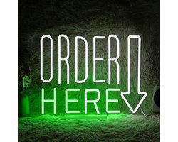 Daity Bestel hier neonreclames - coole witte groene letterneonreclames voor wanddecoratie - dimbare USB LED verlichte letterreclames - geschikt voor restaurant - winkel - bar decoratieve borden