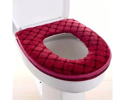 Daity Een toiletbrilhoes in herfst-/winterstijl, verdikt, wasbaar, zacht en comfortabel (rood)