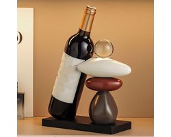 Daity Een wijnrek van imitatiezandsteen, een modern wijnrek van kunsthars voor de woonkamer, geschikt voor thuisbars, als decoratie op de salontafel en als origineel cadeau.