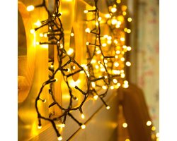 Daity Kerststerrenhemel lichtsnoer, 20 meter, 200 lampjes, warm witte boomlampjes, waterdichte lichtsnoer, geschikt voor kerstkransversieringen binnen en buiten, plug-in