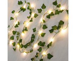 Daity Leaf Fairy Lights, kunstmatige klimop met lichtslinger, klimopverlichtingssnoer voor binnen van 2 meter, groene klimop met 20 ledlampjes, bruiloftsdecoraties voor lenteplanten - batterijen niet inbegrepen