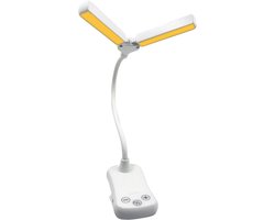 Daity Leeslampje LED voor Boek – Clip-on Lamp met 14 LED – 3 Kleurtemperaturen – Geschikt voor Lezen, Bladmuziek en Lessenaar – Inclusief USB Kabel – Wit