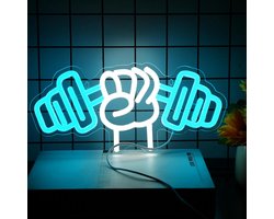 Daity Neonreclame met halters voor huisdecoratie - slaapkamerdecoratie - led-verlichting - neonreclames voor kamers - sportschooldecoratie - neonreclames voor sport - wanddecoratie en cadeaus voor mannen en vrouwen - maat 16 inch