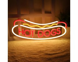 Daity Neonreclame voor hotdogs als wanddecoratie, neonreclame voor hotdogzaak, LED-bedrijfsreclame voor fastfoodrestaurant