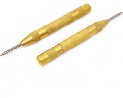 Daity Set van 2 automatische centerponsen - 5-inch messing centerpons met veermechanisme, instelbare spanning, geschikt voor handgereedschap voor metaal of hout (geel)